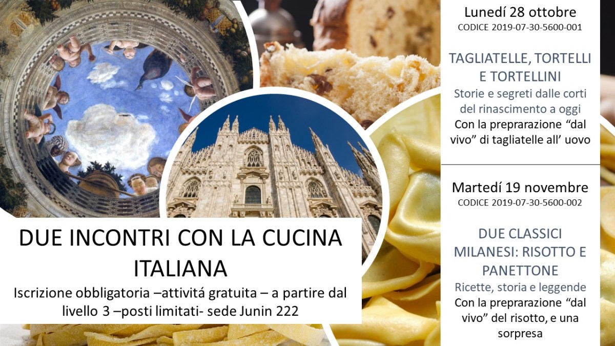 DUE INCONTRI CON LA CUCINA ITALIANA